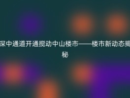 深中通道开通搅动中山楼市——楼市新动态揭秘