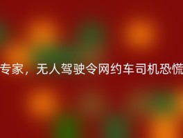 专家，无人驾驶令网约车司机恐慌