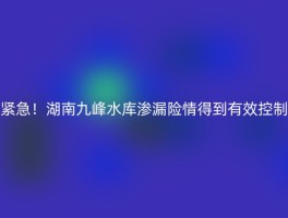 紧急！湖南九峰水库渗漏险情得到有效控制