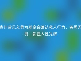 贵州省见义勇为基金会确认救人行为，英勇无畏，彰显人性光辉