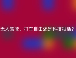 无人驾驶，打车自由还是科技狠活？