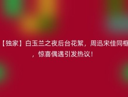 【独家】白玉兰之夜后台花絮，周迅宋佳同框，惊喜偶遇引发热议！