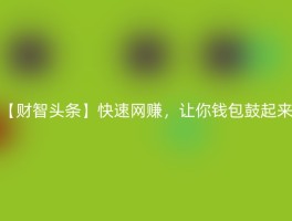 【财智头条】快速网赚，让你钱包鼓起来