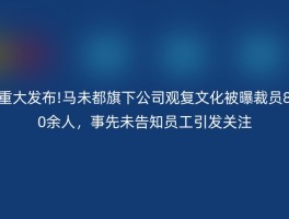 重大发布!马未都旗下公司观复文化被曝裁员80余人，事先未告知员工引发关注