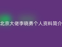 北京大佬李晓勇个人资料简介