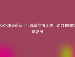 商务部公布新一年规章立法计划，助力我国经济发展