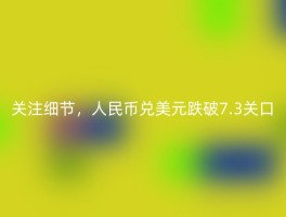 关注细节，人民币兑美元跌破7.3关口