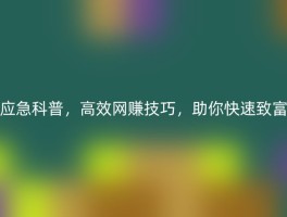 应急科普，高效网赚技巧，助你快速致富