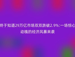 终于知道29万亿市场双双跌破2.9%:一场惊心动魄的经济风暴来袭