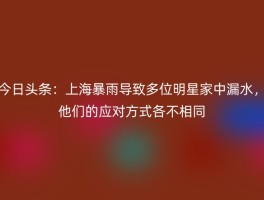 今日头条：上海暴雨导致多位明星家中漏水，他们的应对方式各不相同