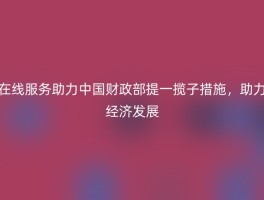 在线服务助力中国财政部提一揽子措施，助力经济发展
