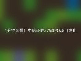 1分钟读懂！中信证券27家IPO项目终止