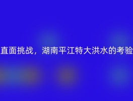 直面挑战，湖南平江特大洪水的考验