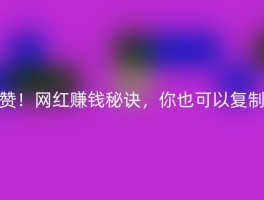 赞！网红赚钱秘诀，你也可以复制