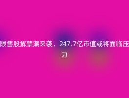 限售股解禁潮来袭，247.7亿市值或将面临压力