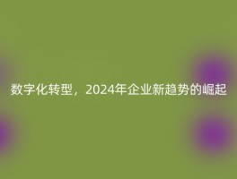 数字化转型，2024年企业新趋势的崛起