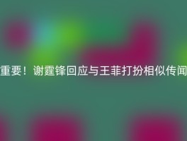 重要！谢霆锋回应与王菲打扮相似传闻