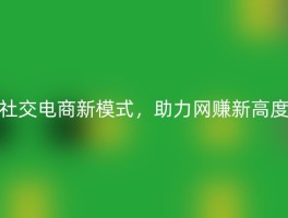 社交电商新模式，助力网赚新高度