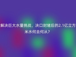 解决巨大水量挑战，决口封堵后的2.1亿立方米水何去何从？