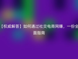 【权威解答】如何通过社交电商网赚，一份全面指南