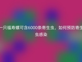 一只福寿螺可含6000条寄生虫，如何预防寄生虫感染