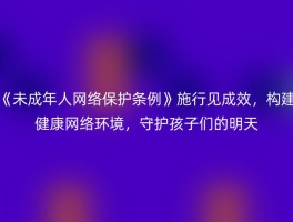 《未成年人网络保护条例》施行见成效，构建健康网络环境，守护孩子们的明天