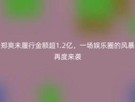 郑爽未履行金额超1.2亿，一场娱乐圈的风暴再度来袭