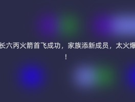 长六丙火箭首飞成功，家族添新成员，太火爆！