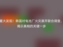 重大发现！韩国对电池厂火灾展开联合调查，揭示真相的关键一步
