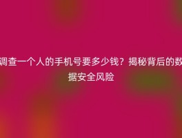 调查一个人的手机号要多少钱？揭秘背后的数据安全风险