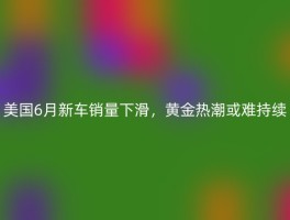 美国6月新车销量下滑，黄金热潮或难持续