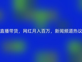 直播带货，网红月入百万，新闻频道热议