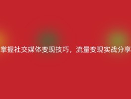 掌握社交媒体变现技巧，流量变现实战分享