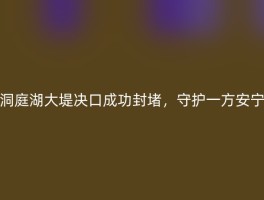 洞庭湖大堤决口成功封堵，守护一方安宁