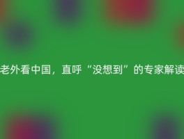 老外看中国，直呼“没想到”的专家解读