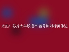 太热！芯片大牛股退市 曾号称对标英伟达