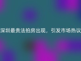 深圳最贵法拍房出现，引发市场热议
