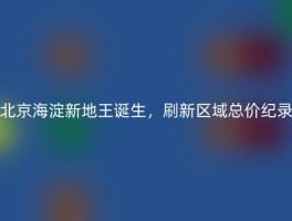 北京海淀新地王诞生，刷新区域总价纪录