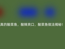 真的酸菜鱼，酸辣爽口，酸菜鱼做法揭秘！