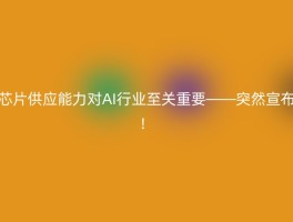 芯片供应能力对AI行业至关重要——突然宣布！