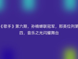 《歌手》第六期，孙楠蝉联冠军，那英位列第四，音乐之光闪耀舞台
