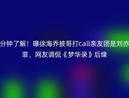 分钟了解！曝徐海乔披哥打call亲友团是刘亦菲，网友调侃《梦华录》后缘
