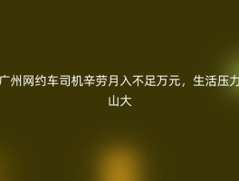 广州网约车司机辛劳月入不足万元，生活压力山大